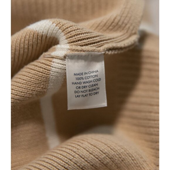 Lake Madeline Striped Cotton Turtleneck Sweater Driftwood Ivory Size Small - Picture 6 of 8